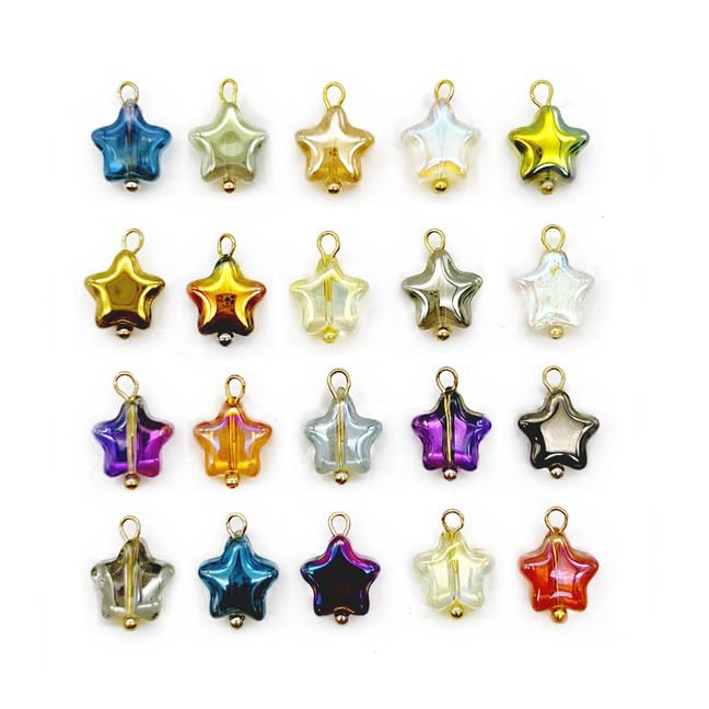 50 Pcs Crystal Glass Pendants for DIY Jewelry Making, AB Color Plated Charms for Bracelet Necklace Earring - style: 50 Pcs-Star