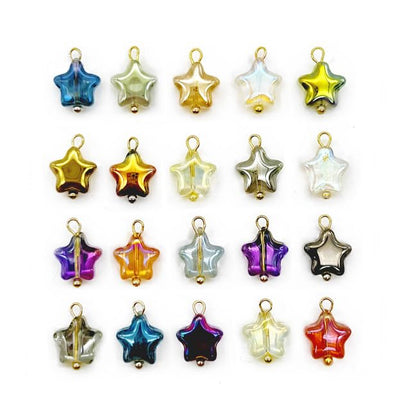 50 Pcs Crystal Glass Pendants for DIY Jewelry Making, AB Color Plated Charms for Bracelet Necklace Earring - style: 50 Pcs-Star