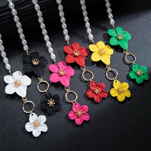 Flower Anklets for Women Trendy Flower Ankle Bracelet Boho Floral Anklet Summer Beach Anklets Jewelry for Women - color: Pearl Chain Pink