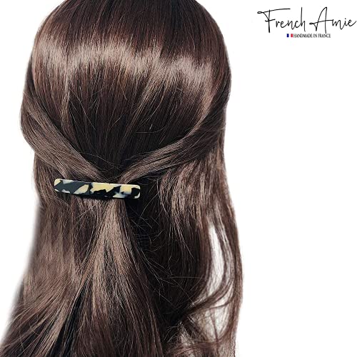 French Amie Bar White Tokyo Small 2 1/4 Inch Hair Clip Barrette | Handmade Cellulose Acetate Durable Grip For Women Girls Teens Everyday Style - color: White Tokyo