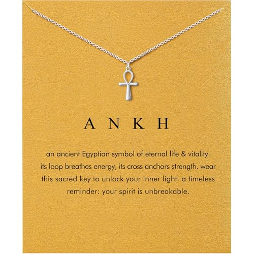 Baydurcan Dainty Silver Necklace for Women Ankh Horse Celtic Necklace Gifts | Dainty charm gifts for friends sister mother, birthday, christmas, graduation gifts. Ready to give with card & envelope. - style: Ankh