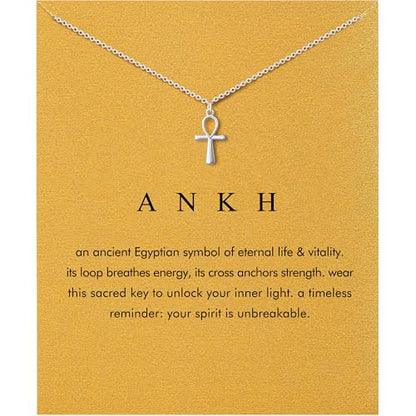 Baydurcan Dainty Silver Necklace for Women Ankh Horse Celtic Necklace Gifts | Dainty charm gifts for friends sister mother, birthday, christmas, graduation gifts. Ready to give with card & envelope. - style: Ankh