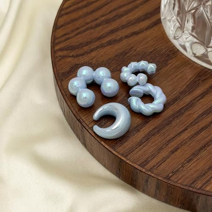 Chunky Resin Ear Cuffs Earrings for Women 4Pcs Colorful Non Piercing Clip On Cartilage Hoop Earrings Trendy Jewelry - color: Blue