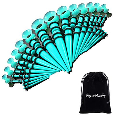 JieyueJewelry 50/54 Pcs Ear Stretching Kit 14G-00G | Acrylic Tapers & Plugs with Silicone Tunnels, Ear Gauges Expander Set Body Piercing Jewelry for Women and Men - color: Blue