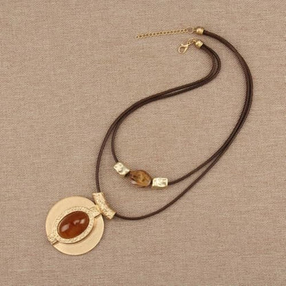 Chunky Pendant Necklace for Women Vintage Boho Necklaces Choker Layered Statement Necklaces Bohemian Jewlery Gifts - style: Boho Style Necklace Women