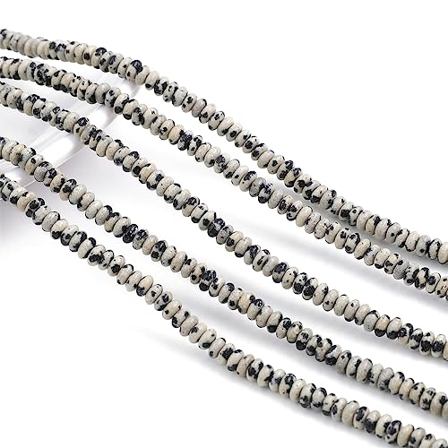 BEADIA Natural Dalmatian Stone Spacer Beads Caps Rondelle Disk Loose Beads for Beading Jewelry Making 4mmx2mm 38cm - color: Dalmatian Stone, size: Rondelle Disk 4mm x 2mm