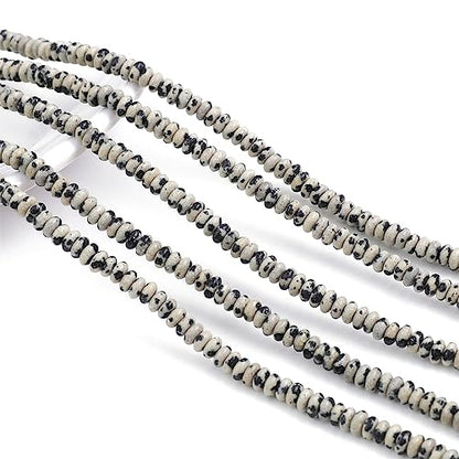 BEADIA Natural Dalmatian Stone Spacer Beads Caps Rondelle Disk Loose Beads for Beading Jewelry Making 4mmx2mm 38cm - color: Dalmatian Stone, size: Rondelle Disk 4mm x 2mm