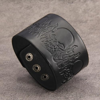 GelConnie Punk Leather Cuff Bracelet Adjustable Straps Wrap Bracelets Arm Armor Cuff Gothic Leather Wristbands for Men, Women - color: MLPB083-Black