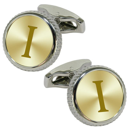 Mens Classic Stainless Steel Initial Cufflinks 26 Alphabet Letter Cufflinks Business Wedding Anniversary Birthday Tuxedo Studs Shirts A-Z (I)