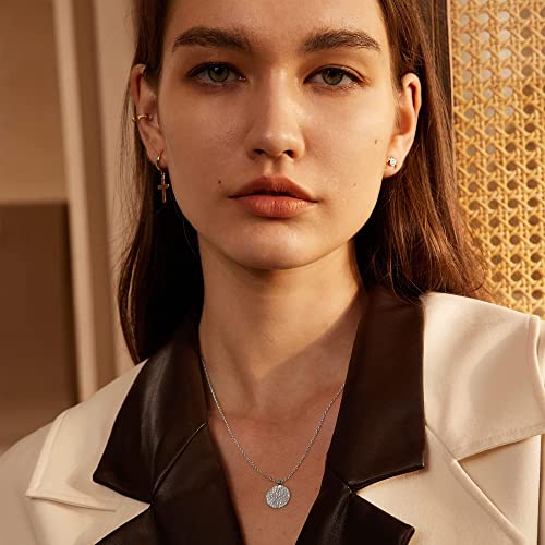 Valloey Rover Gold Necklaces for Women | Dainty 14K Gold/Sterling Silver Plated Cubic Zirconia Star Moon Pendant Necklaces Twist Rope Chain Simple Jewelry for Women - style: Sliver-full moon