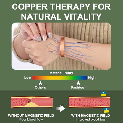 Pure Copper Bracelet and Ring Set – Copper Bracelet for Men & Women – 100% Solid, Raw & Uncoated Handmade Hammered Tibetan Cuff Bangle - color: copper076