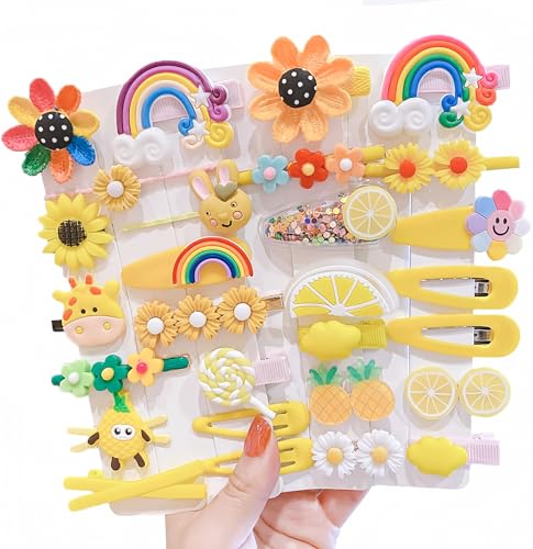 28 PCS Cute Hair Clips Fashion Girls Hair Accessories Flower Fruit Colorful Rainbow Candy Dessert Lovely Animal Barrettes Set Non-slip Metal Snap Pins for Girls Kids Teens Toddlers (Style A) - color: Style A
