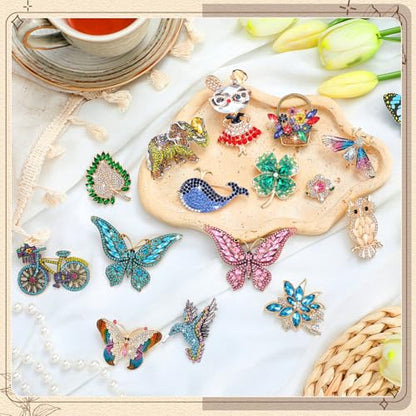 Sasylvia 16 Pcs Women Brooch Set Rhinestone Vintage Animal Insect Plant Pins Brooches Bulk for Christmas Women Girls Gifts - style: Beautiful