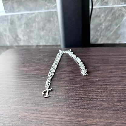Stainless Steel Initial A-Z Necklace for Men Women,Cuban Chain,Titanium Steel Initial Letter Pendant Charm Necklaces Accessories Jewelry for Woman Man,21 Inch Chain - color: T
