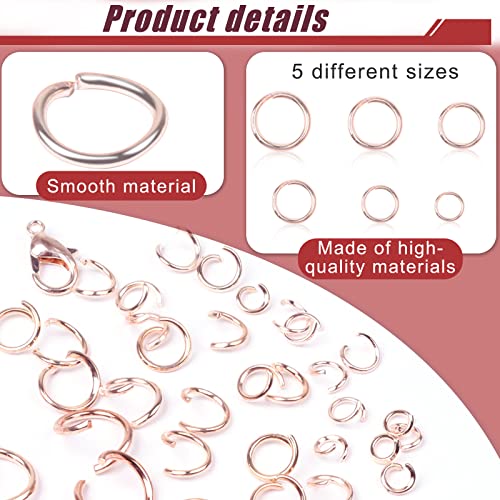 YUGDRUZY Jump Rings for Jewelry Making Kit, 1500 pcs Jewelry Repair Kit for Necklace Bracelet, Lobster Clasps and Closures Repair Supplies Kit with Pliers Tweezers-Rose Gold - color: Rose Gold