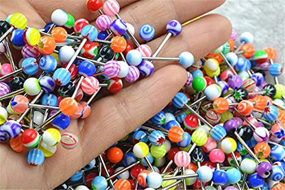 60 Pieces Tongue Ring Acrylic Mix Barbell Body Piercing Jewelry Creative And Exquisite Workmanship
