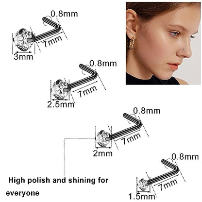 ONESING 9-40 Pcs Nose Rings - Hoops, Studs & L Shape - Hypoallergenic Stainless Steel Nose Piercings for Women & Men - color: mixcolor