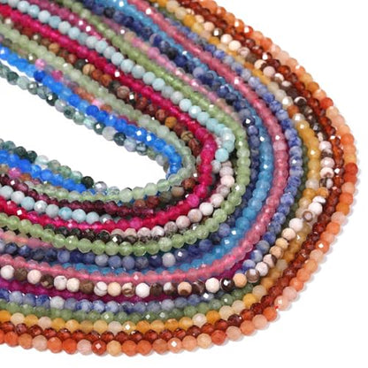 180pcs 2mm Natural Australian Zebra Gemstone Beads Faceted Round Loose Stone Beads for Jewelry Making - color: Australian Zebra, size: 1.9-2.4mm