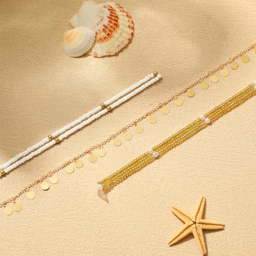 14K Gold Plated Waist Chain for Women Layered Waist Beads Belly Chain Belt, Waterproof Summer Beach Body Jewelry for Bikini, Festival Vacation Accessories for Women - style: Round Beads