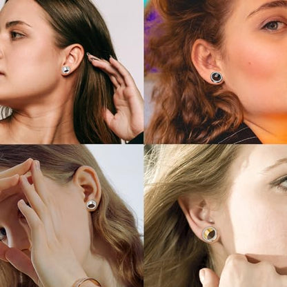 6PCS Stainless Steel Ear Tunnels Kit Double Flare Saddle Ear Expanders Earring Tunnels Gauges Ear Plugs Ear Stretching Set CZ Piercing Jewelry for Women Men 2G-5/8” - color: Style-A, size: 5/8"(16mm)