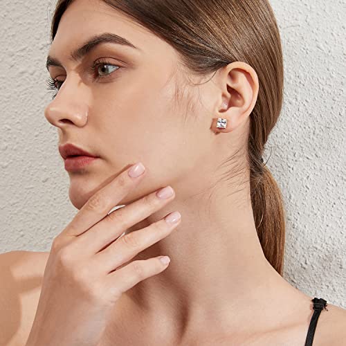 925 Sterling Silver Cubic Zirconia Stud Earrings for Women/Men Hypoallergenic Stud Earrings 4MM-8MM - style: E: Square Stud-Yellow
