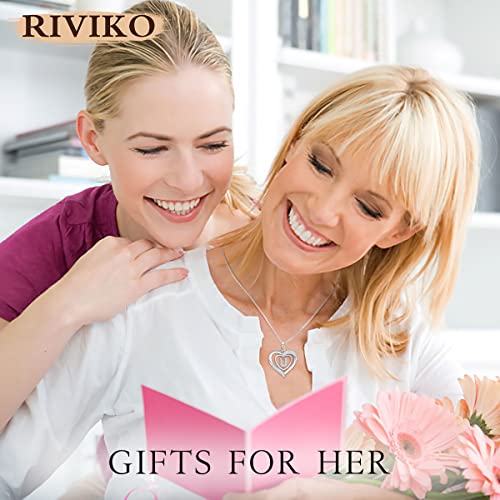 RIVIKO Heart Initial Necklace for Women, 925 Sterling Silver Letter Pendant,Personalized Charm Alphabet Jewelry Valentines Mother's Day Anniversary Christmas Birthday Gifts for Women Her Mom Wife - color: Letter-U