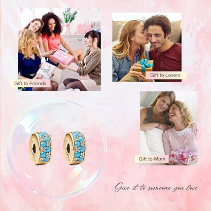 Clip Stopper Spacer Charms for Bracelets Necklaces, Compatible with Pandora,Jewery Making DIY - style: Turquoise Clip