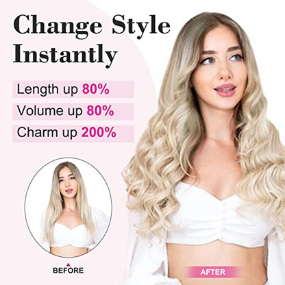 REECHO 20" 1-Pack 3/4 Full Head Curly Wave Clips in on Synthetic Hair Extensions HE008 Hairpieces for Women 5 Clips 4.5 Oz per Piece - Black brown - color: Black Brown, size: 20 Inch (Pack of 1)