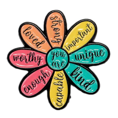 Enamel Pins, Cute Pins for Backpacks, Hat Pins, Novelty Brooch Pins, Backpack Pins, Lapel Pins for Men, Women, Girls, Boys. For Lanyard, Bags, Hats, Caps, Clothing - color: Inspirational Flower