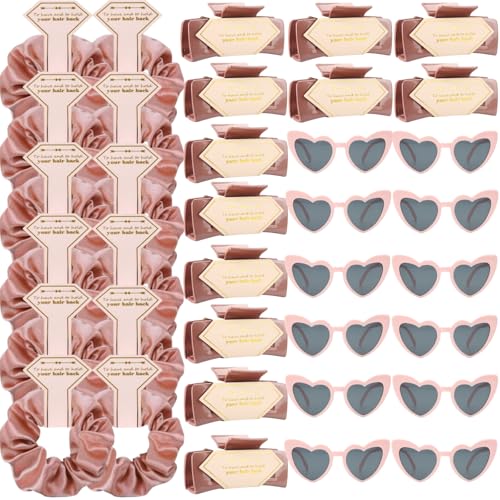 Bridesmaid Scrunchies Proposal Gifts Bachelorette Hair Claws Clips women heart sunglasses for Wedding Party Favors (36pcs Rose Gold) - color: 36pcs Rose Gold
