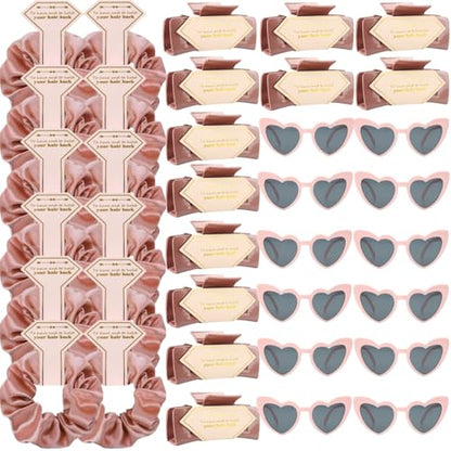 Bridesmaid Scrunchies Proposal Gifts Bachelorette Hair Claws Clips women heart sunglasses for Wedding Party Favors (36pcs Rose Gold) - color: 36pcs Rose Gold