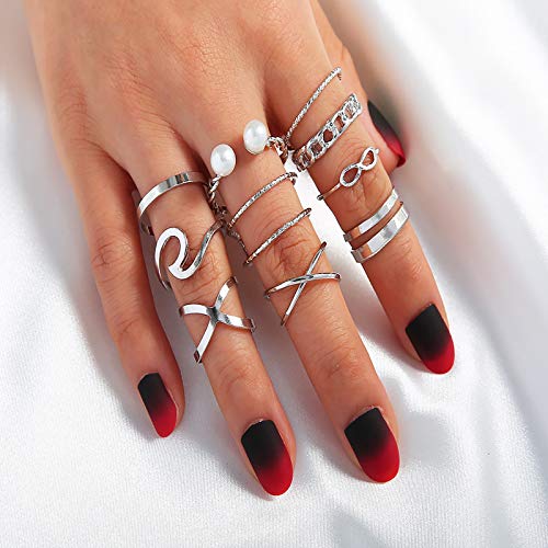 62-101Pcs Vintage Knuckle Rings Set Stackable Midi Rings for Women Bohemian Gold Silver Crystal Joint Finger Jewelry Pack (58Pcs)