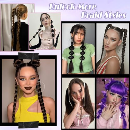 Ponytail Extension with Hair Tie DIY Braided Ponytail Extension for Woman 2 PCS Warp Around Yaki Straight Sleek Hairpieces Light and Soft Fluffy Stayle Ponytail for Women Daily Party Use - color: Mixed Blonde with Platinum Highlight