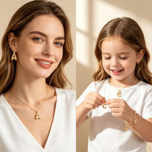 26 Pcs 18K Gold Filled Alphabet Letter Charms, A-Z Alphabet Pendant Charms Open Jump Rings for DIY Bracelet and Necklace Jewelry Making