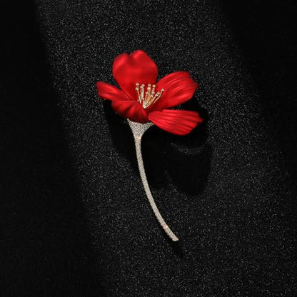 Red Rose Flower Brooches and Pins for Women Costume Jewelry Brooch Pins Broches Jewelry for Women Elegant Lady Pin - style: Hibiscus Flower