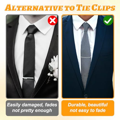 3 Packs Tie Chain Clip Fashion Necktie Chains Mens Suits Neckties Vests Accessories Elegant Tie Pins Tacks with Ring Clasp for Men Trouser Business Wear Wedding (Gold + Silver + Black)