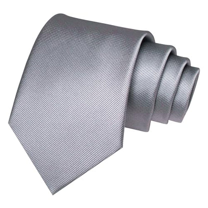JEMYGINS Solid Color Formal Necktie and Pocket Square Tie Clip Sets for Men - color: Grey