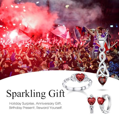 Bestyle 925 Sterling Silver Huggie Hoop Earrings Small Birthstone Hoop Earrings for Women Hypoallergenic Silver Huggie Earring,Great Birthday Earrings Gift for Daughter Wife Mom - color: 01-Red Garnet-Hoop