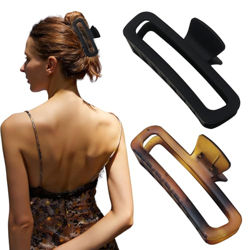 Hair Claw Clips 5 Inch Unbreakable Extra Large Square Rectangle Matte XL Claw Clip Clamp Neutral Colors for Thick Curly Long Hair Women - 2 Pack - color: A1 5 inch