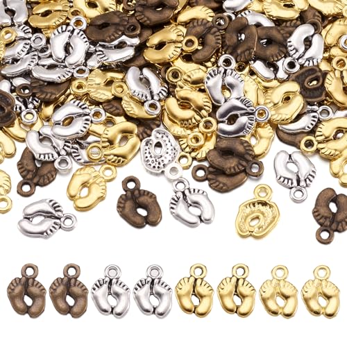 Craftdady Tibetan Style Antique Silver Alloy Pendants Cute Metal Dangle Charms Vintage Animal Pendants Hanging Charms for DIY Craft Earring Bracelet Necklace Jewelry Making Supplies - color: Mixed Color, Feet