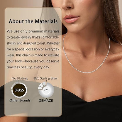 1.3mm Snake Chain 925 Sterling Silver 14K Gold Plated Chain Necklace for Women, Non-Tarnish, Tangle-Free, Silky-Smooth, Gift-Ready Luxury Chain - color: Silver, size: 18 Inch (Women's Average Length)