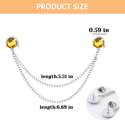 Crystal Rhinestone Brooch Mens Lapel Pins for Shirt Collar Suit Tassel Collar Chains for Shirts Badge Suit Accessories Men Brooch - color: Yellow-J