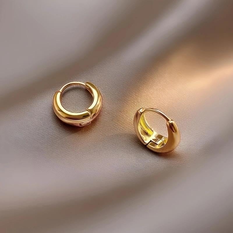 2Pcs/Pair Elegant Stainless Steel Hypoallergenic French Hoop Earrings,Comfort Retro Sexy Design,Christmas Gifts for Fashionable Women - color: Golden