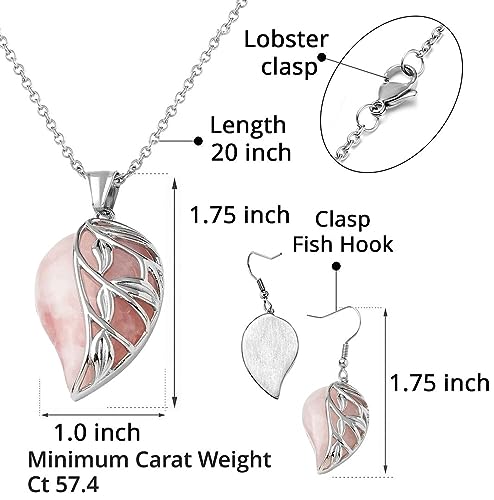 Costume Jewelry Set Leaf Floral Earrings for Womens - Necklaces Stainless Steel Size 20 Inches - Flower Statement Jewelry - Engagement, Wedding, Anniversary - Birthday Gifts for Women