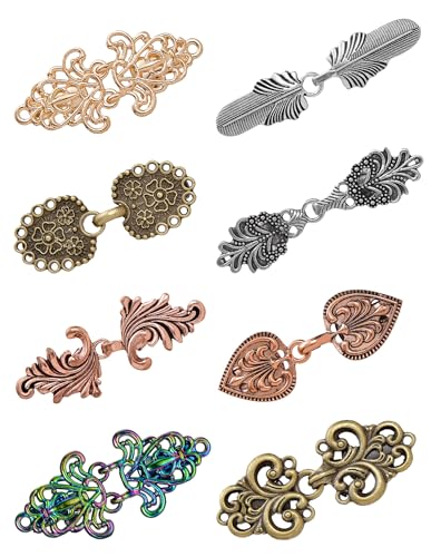 8Pcs Sweater Shawl Clips Vintage Cardigan Collar Clips Dress Shirt Brooch for Women Cape Cloak Cinch Closure Clip - color: Mix color