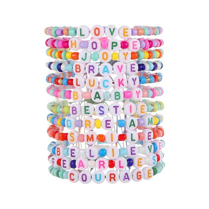 Heishi Surfer Clay Bead Bracelets Set for Women - Preppy Smile Evil Eye Beaded Stretch Bracelets Elastic Layering Friendship Bracelets- Stackable Boho Disc Summer Jewelry Set - color: B-12PC BEAD