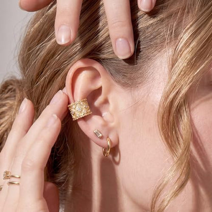 Gold Ear Cuff for Women, 14K Gold Plated Single Non-Pierced Earring with Micro-Pave Cubic Zirconia Adjustable Open Ear Clip for Daily Wear & Special Occasions - color: ear cuff-S 001