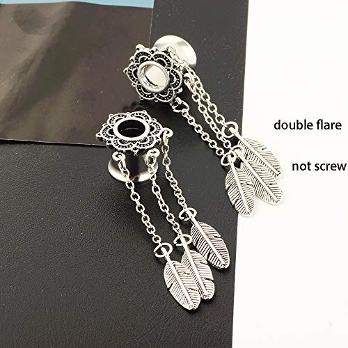 5 Pairs Surgical Steel Ear Tunnels Dangle Gauges For Women Rose Gold Hoop Double Flare Plugs Stretcher - style: 12mm=1/2''