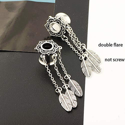 5 Pairs Surgical Steel Ear Tunnels Dangle Gauges For Women Rose Gold Hoop Double Flare Plugs Stretcher - style: 12mm=1/2''