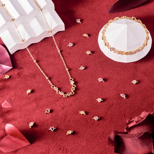 Elecrelive Crystal Heart Charms Rhinestone Heart Pendants Valentine Charms for Necklace Bracelet Earring Wedding Jewelry - color: 7 Colors Zirconia